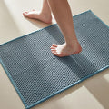 Bathroom Rugs Non Slip Washable, Super Absorbent Thin Bath Mat Small Quick Dry Low Pile Bathroom Rug, Debim Blue 16"x24"