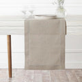 D'Moksha Homes Linen Natural Table Runner 90 Inches Long - Classic Hemstitch 100% Pure Linen Dining Table Runner 14 x 90 Inch for Valentines, Spring, Easter