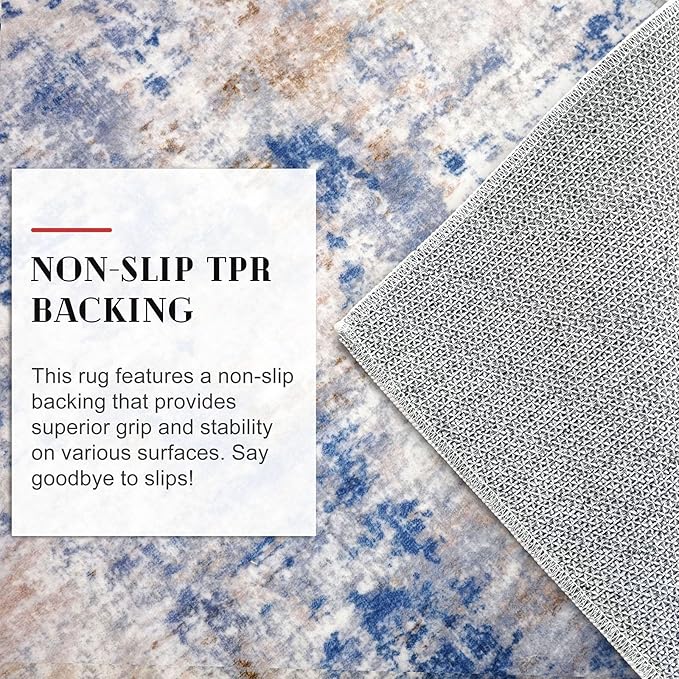 Modern Abstract Runner Rug 2x5, Grey Blue Orange Multi Washable Kitchen Runner Entryway Rug Mat Non-Slip Soft Hallway Rug Runner Thin Print Faux Wool Carpet for Bedroom Laundry Room Indoor