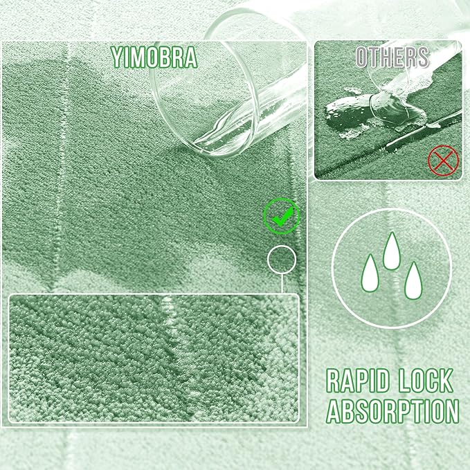 Yimobra Memory Foam Toilet Bath Mat U-Shaped, 24 X 20 Inches,Soft and Comfortable, Super Water Absorption, Non-Slip, Machine Wash and Easier to Dry for Bathroom Commode Contour Rug, Pale Green
