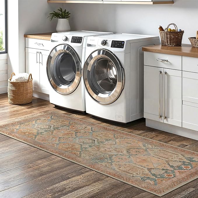 GENIMO Kitchen Mats for Floor Set of 3 Non-Slip Washable, Waterproof Lightweight Kitchen Rugs, Kitchen Floor Mat Runner Rug Carpet for Laundry, Sink, Hallway, Bathroom, Entryway, Clay