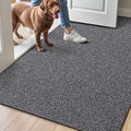 LUMI Ultra Thin Indoor Door Mat for Entrance 48"x72", Non Slip Entryway Mat, Low Profile Doormat, Unique Herringbone Design Carpet for Inside, Patio, Porch, Dark Gray