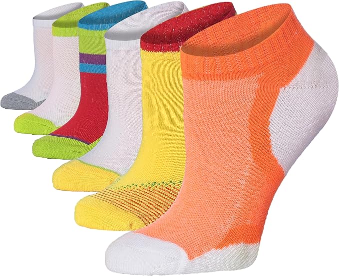 Tipi Toe Women’s 6-Pack Athletic Cushioned Running Ankle Socks – Soft, Breathable Fabric with Arch Support for Comfort