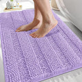 OLANLY Thick Bathroom Rugs 30x20, Extra Soft Absorbent Chenille Striped Bath Rugs, Rubber Backing, Machine Wash Dry, Bath Mats for Bathroom Floor, Tub and Shower, Home Decor Accessories, Lavender