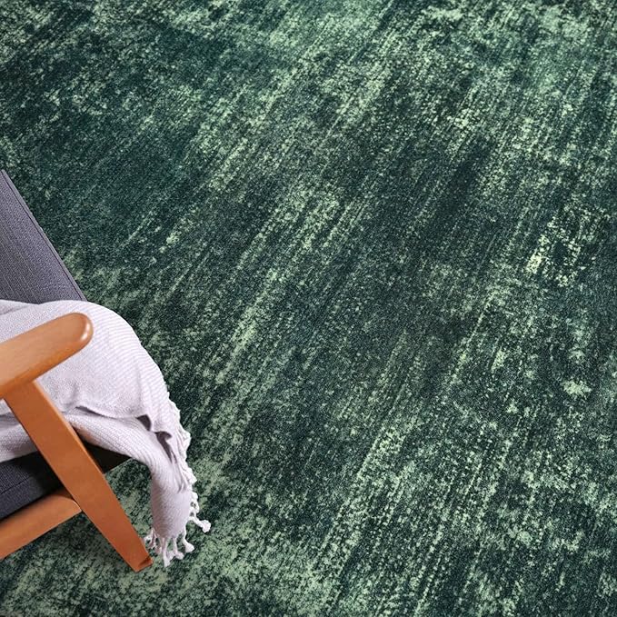 IOHOUZE Abstract Runner Rug 2x7 Ft Washable Runners for Hallways, Non Slip Kitchen Runner Printed Faux Wool Entryway Runners Indoor, Modern Abstract Floor Carpet for Hall Kitchen Bedroom, Dark Green
