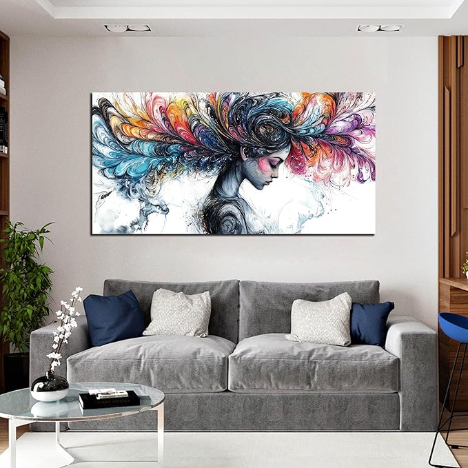 Girl Canvas Wall Art for Living Room - Colorful Abstract Wall Art Bedroom - Girl Room Wall Decor Size 29" x 59"