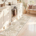 Runners for Hallways Non-Slip 2x8 Washable Kitchen Rug Abstract Tear and Stain Resistance No Pile Hand-Woven Style Lightweight Runners for Entryway, Laundry Room, Bedside, Beige/Yellow