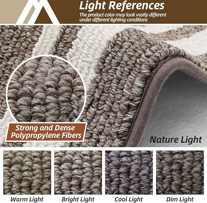 COSY HOMEER Kitchen Rugs Non-Slip 24x35/24x60 Inch Thick Polypropylene Standing Mat for Home Machine Washable, Brown Frame