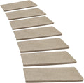 PURE ERA Bullnose Carpet Stair Treads Set Tape Free Non-Slip Indoor Stair Protectors Pet Friendly Rugs Covers Soft Skid Resistant Washable Reusable 9.5" x 30"(7 Pieces,Cream Gray)