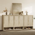 SICOTAS Rattan Shoe Storage Cabinet - Modular Shoe Cabinets with Door Tall Large Shoe Cabinet Storage for Entryway - 96.8" Wide Modular Cabinet for Hallway, Living Room
