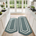 COSY HOMEER Kitchen Rugs and Mats Sets of 2PCS Non Slip Kitchen Mats for Floor Washable Kitchen Runner Stain Resistant Standing Mat for Kitchen,Sink,24"x48"+24"x59",Lake Blue