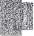Bathroom Rugs 2 Piece Set – Absorbent, Non-Slip, Soft Chenille Bath Mat, Machine Washable, Comfortable Floor Mats (24"×17” & 20"×30”, Gray Grey)