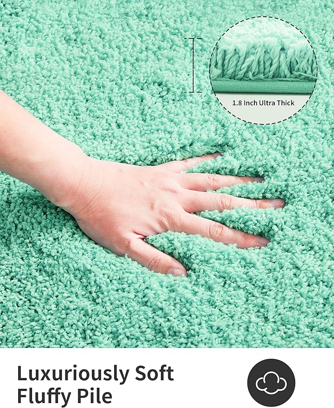 ILANGO Spa Blue Bathroom Rugs 48" × 24" Non Slip & Super Absorbent Extra Thick Soft, Washable Bath Mat for Floor, Microfiber Plush Shaggy Bath Rug with Rubber for Bathtub Shower Room Sink