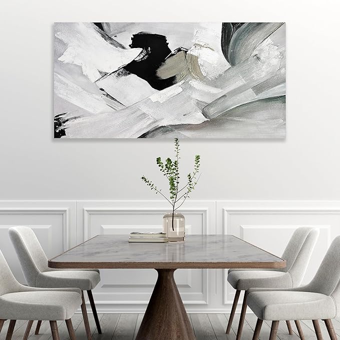 Abstract Wall Art Home Wall Decor Black White and Grey painting Abstract Canvas Art Framed Artwork Modern Home Wall Decor for Living Room Bedroom Office 29"x58"