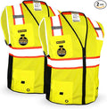 KwikSafety - Charlotte, NC - BIG KAHUNA Safety Vest [2 PACK] Class 2 ANSI OSHA Reflective Vest Durable High Visibility Vest Construction Safety Vest for Men Industrial Work Gear/Yellow XL