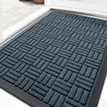 OLANLY Front Door Mat Outside Entrance 35x23, Absorbent, Heavy Duty Sturdy Natural Rubber Doormat Indoor Outdoor, Non-Slip, Stain and Fade Resistant, Low Profile Floor Mat for Entryway, Lake Blue