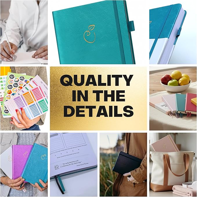 Life & Apples Wellness Journal Planner – Food Log, Fitness Tracker, Habit Tracker, Weight Loss Journal for Diet Tracking and Health Goals, Undated, Size A5 Aquamarine