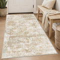 3x5 Area Rug Washable Entryway Rug Non Slip Abstract Tear and Stain Resistance No Pile Lightweight Throw Rugs Carpet for Kitchen, Entrance, Foyer, Bedside, Mudroom, Beige/Yellow