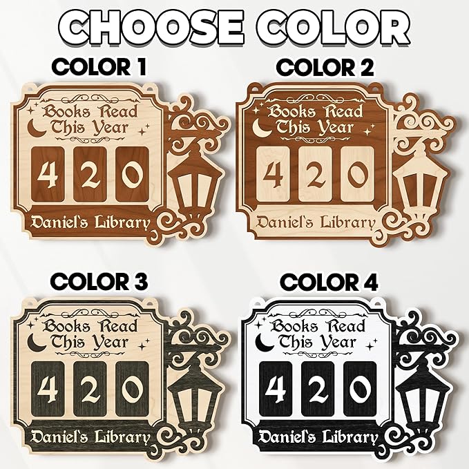 Books Read This Year Counter, Personalized Book Tracker Sign, Book Lover Gifts for Women, Readers, Librarians, Teachers, Writers, Wooden Hanging Library Decor, Reading Nook, Bookshelf Accessories