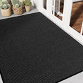 Front Door Mat 4' x 6', Low Profile Welcome Mat, Non-Slip Door Mat Outside Entrance, Muddy Mats for Indoor Outdoor, Absorbent & Resist Dirt, Heavy Duty Commercial Floor Mat for Entryway, Black