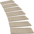 PURE ERA Bullnose Carpet Stair Treads Set Tape Free Non-Slip Indoor Stair Protectors Pet Friendly Rugs 9.5" x 30"(14 Pieces,Cream Gray Rectangular)