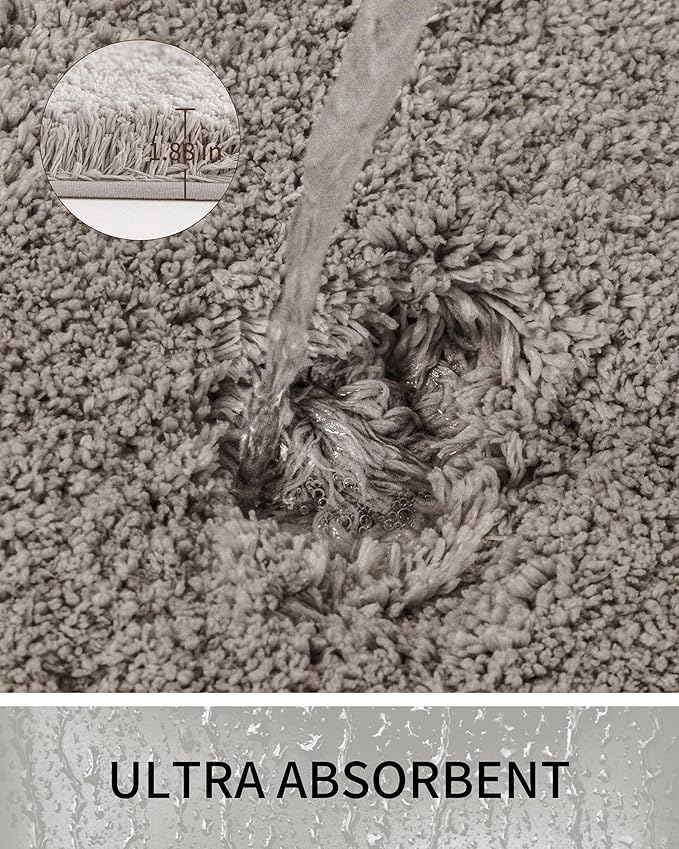 Bathroom Rugs 70x24, Ultra Thick Shaggy Soft Microfiber Absorbent Bath Rug, High Density Foam Latex Non Slip Backing, Machine Washable Bath Mats for Bathroom Floor & Sink, Grey