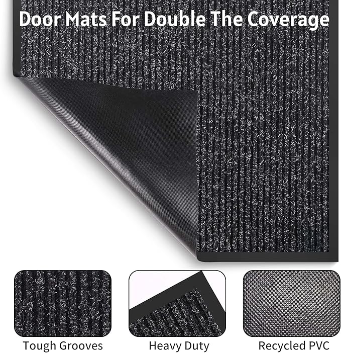 Front Door Mat Indoor Outdoor Entrance, 36" x 120" All-Season Heavy Duty Waterproof Doormat, Non-Slip Absorbent Entryway Mat, Easy to Clean, Low Profile Commercial Floor Mat for Indoor Outdoor