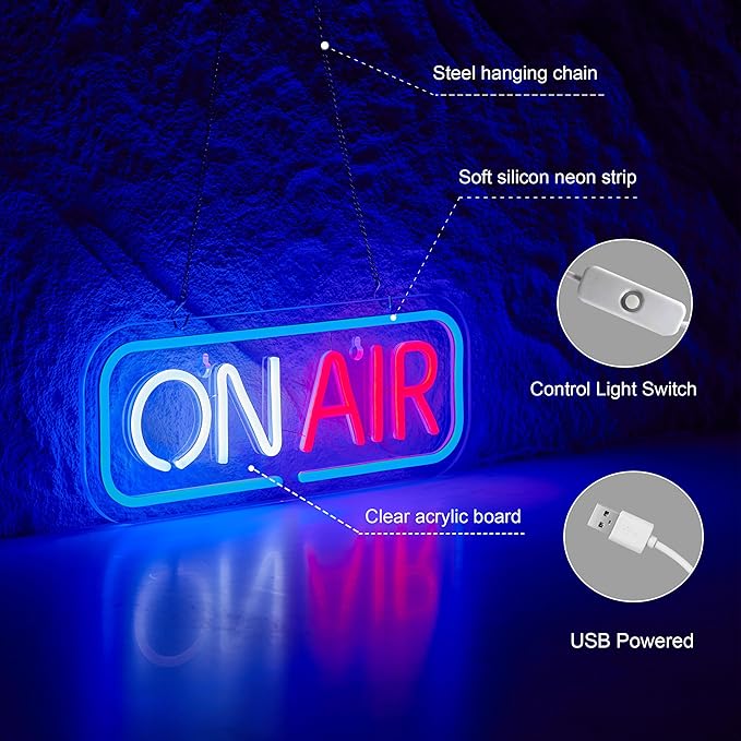 ON AIR Neon Sign Neon LED Night Lights USB Connected Decorative Signs Room Bar Pub Store Club Garage Home Party Wall Art Decoration