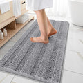 OLANLY Thick Bathroom Rugs 47x20, Extra Soft Absorbent Chenille Striped Bath Rugs, Rubber Backing, Machine Wash Dry, Bath Mats for Bathroom Floor, Tub and Shower, Home Decor Accessories, Grey