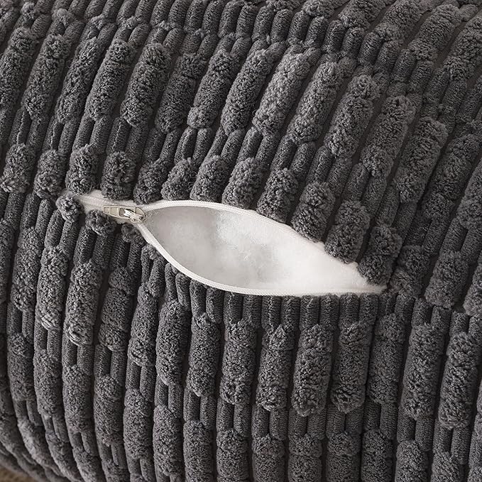 Reading Pillow for Sitting in Bed, Large Backrest Reading Pillow with Arm Rest,Back-Rest Support Cushion for Sit Up on Couch, Sofa, and Floor, Dorm Essentials (Grey Corduroy, Large(19"))