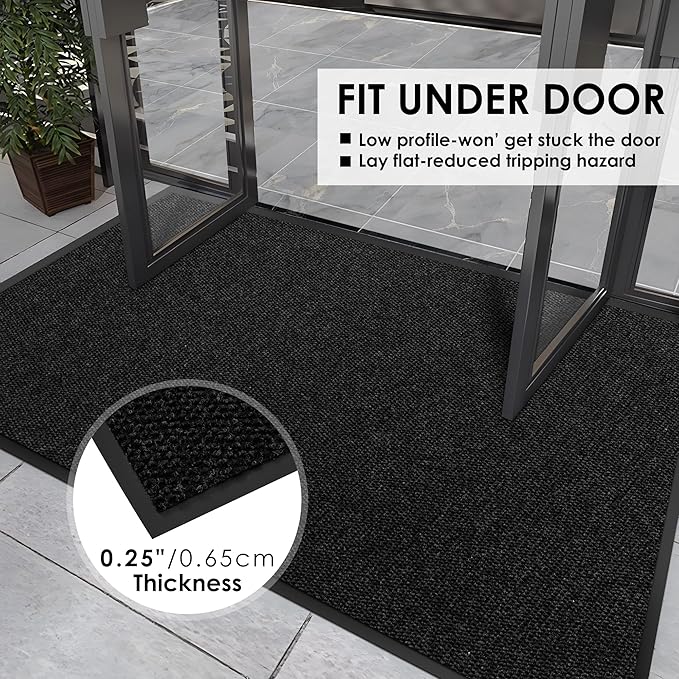 2′ x 37′ Front Door Mat Indoor Outdoor Entrance, Commercial Floor Mat Heavy Duty Dirt Trapper Entryway Doormat, Custom Size Non Slip Rubber Backing Welcome mat, Door Mat for High Traffic Area