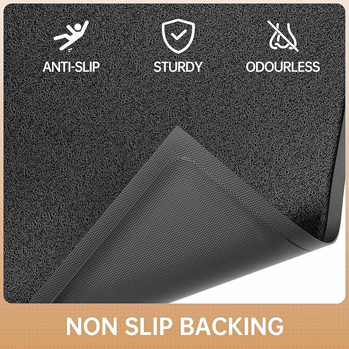Sturdy Front Door Mat, 36" x 48" Heavy Duty Outdoor Indoor Mats to Trap Dirt and Moisture, Non-Slip Waterproof Doormat Inside Entrance, Washable Welcome Mats for Home Entryway（Black）