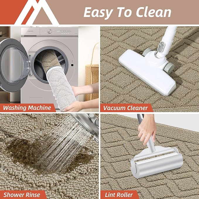 COSY HOMEER-Kitchen-Rugs-and-Mats 20"x30" Non Slip Kitchen Mats for Floor Absorbent Kitchen Rug Washable Kitchen Standing Floor Mat for Sink Mat,Throw Rug,Entry,Laundry,Beige