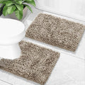 Yimobra Bathroom Rugs Sets 2 Piece, Soft Absorbent Bath Mat and U-Shaped Toilet Rug with Non Slip Backing, Luxury Shaggy Bath Mats for Bathroom, Machine Washable, 24"x17"+24"x20", Camel