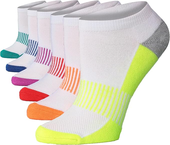 Tipi Toe Women’s 6-Pack Athletic Cushioned Running Ankle Socks – Soft, Breathable Fabric with Arch Support for Comfort