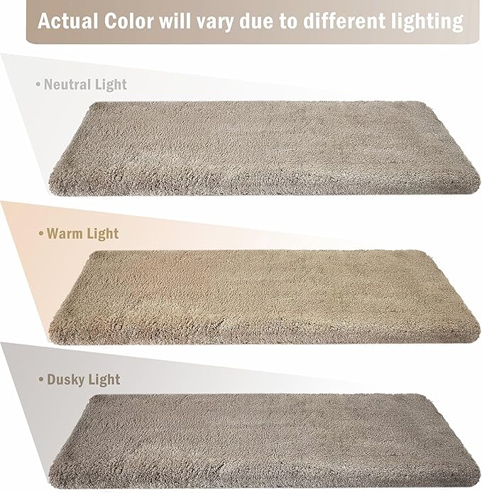 PURE ERA Carpet Stair Treads Ultra Plush 8 x 30 inch Soft Indoor Stair Protectors Pet-Friendly Non-Slip Skid Resistant Tape Free Washable Reusable(7 Pieces,Cream Gray)