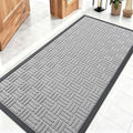 OLANLY Front Door Mat Outside Entrance 47x23, Absorbent, Heavy Duty Sturdy Natural Rubber Doormat Indoor Outdoor, Non-Slip, Stain and Fade Resistant, Low Profile Floor Mat for Entryway, Light Gray