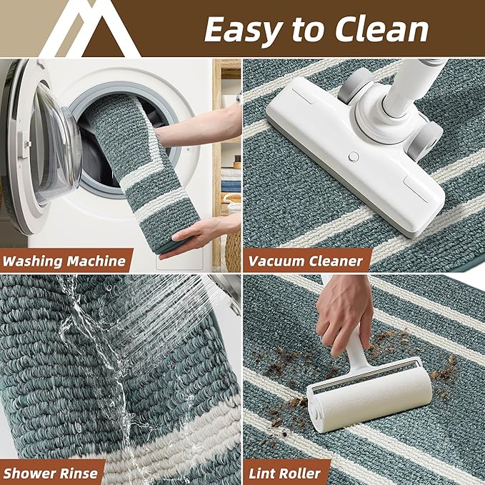COSY HOMEER Kitchen Rugs and Mats 24"x59" Non Slip Kitchen Mats for Floor Washable Kitchen Runner Rug Stain Resistant Standing Mat for Kitchen,Sink,Polypropylene,Lake Blue