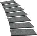 PURE ERA Bullnose Carpet Stair Treads Set Tape Free Non-Slip Indoor Stair Protectors Pet Friendly Rugs Covers Soft Skid Resistant Washable Reusable 9.5" x 30"(2 Pieces,Dark Gray)
