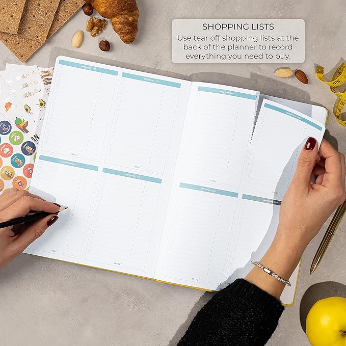 Clever Fox Meal Planner PRO – Weekly Meal Prep Journal with Grocery List & Weigh Loss Tracker – Diet, Fitness & Welness Log Book – Nutrition Diary Notebook – Lasts 12 Months, 7x10” (Amber Yellow)