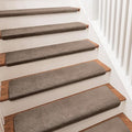 PURE ERA Carpet Stair Treads Ultra Plush 9.5" X 30"Soft Bullnose Indoor Stair Protectors Pet-Friendly Non-Slip Skid Resistant Tape Free Washable Reusable(7 Pieces,Brown)