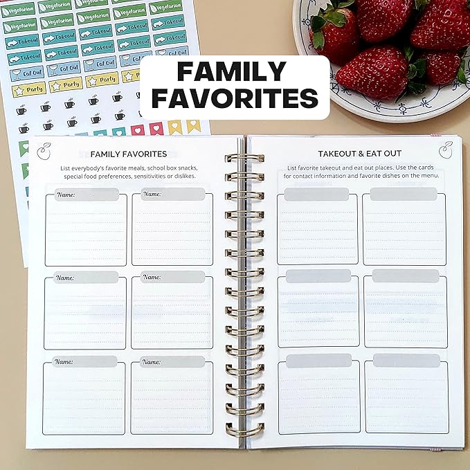 Life & Apples Meal Planner with Grocery List – Undated Weekly Menu & Meal Prep Notebook for Women & Men, Healthy Eating & Weight Loss Planner, 52-Week Spiral Bound Journal, Pink Spiral