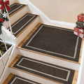 COSY HOMEER Stair Landing Rug 30x30 Inch, Non-Slip Square Landing Mat for Wood Steps Indoor, Washable Polyester with TPE Backing, Brown