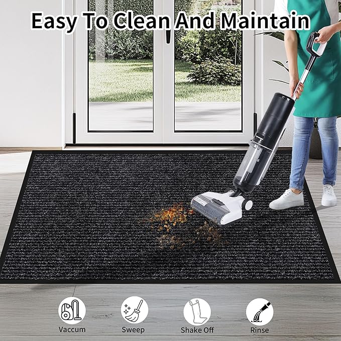 Front Door Mat Indoor Outdoor Entrance, 30" x 72" All-Season Heavy Duty Waterproof Doormat, Non-Slip Absorbent Entryway Mat, Easy to Clean, Low Profile Commercial Floor Mat for Indoor Outdoor