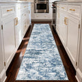 Kitchen Rugs Ultra Non-Slip 2.6x8 Washable Runner Rug Abstract Tear and Stain Resistance No Pile Lightweight Runners for Entryway, Hallway, Walkway, Bedside, Entrance, Blue