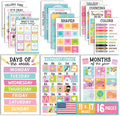 Hadley Designs 16 Educational Posters for Classroom Decor - Pastel Educational Posters for Toddlers 1-3, Toddler Learning Poster for Kids Ages 3-5, Kindergarten & Preschool Classroom Must Haves