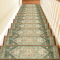 Non Slip Stair Treads for Wooden Steps Indoor, Light Green, 15pcs, 30"X8", Soft Carpet Mat, Machine Washable Boho Carpet Treads with Reusable Adhesive Backing, Safety Stair Tread for Dog, Kid, Elder