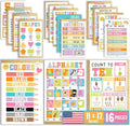 Hadley Designs 16 Educational Posters for Classroom Decor - Gold Educational Posters for Toddlers 1-3, Toddler Learning Poster for Kids Ages 3-5, Kindergarten & Preschool Classroom Must Haves