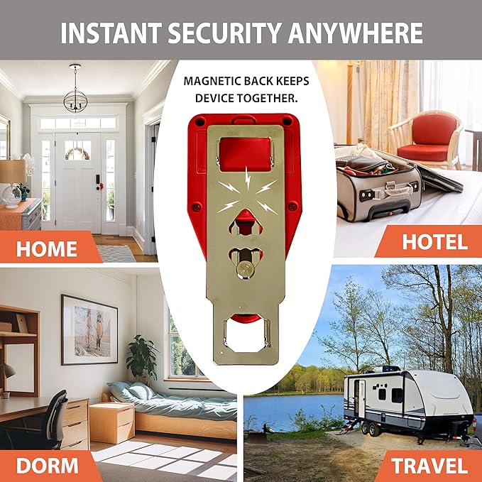 Goldy Lock Portable Alarm and Hotel Door Lock for Home & Travel Security. Door Safety Lock from The Inside of Home, Apartments, Hotel Rooms, College Dorms, and Rentals.