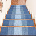 OLANLY Stair Treads Non Slip 15PCS, 8" x 30" Indoor Stair Runners for Wooden Steps, Edging Stair Rugs with Reusable Peel and Stick Adhesive for Kids Elders and Pets, Light Blue